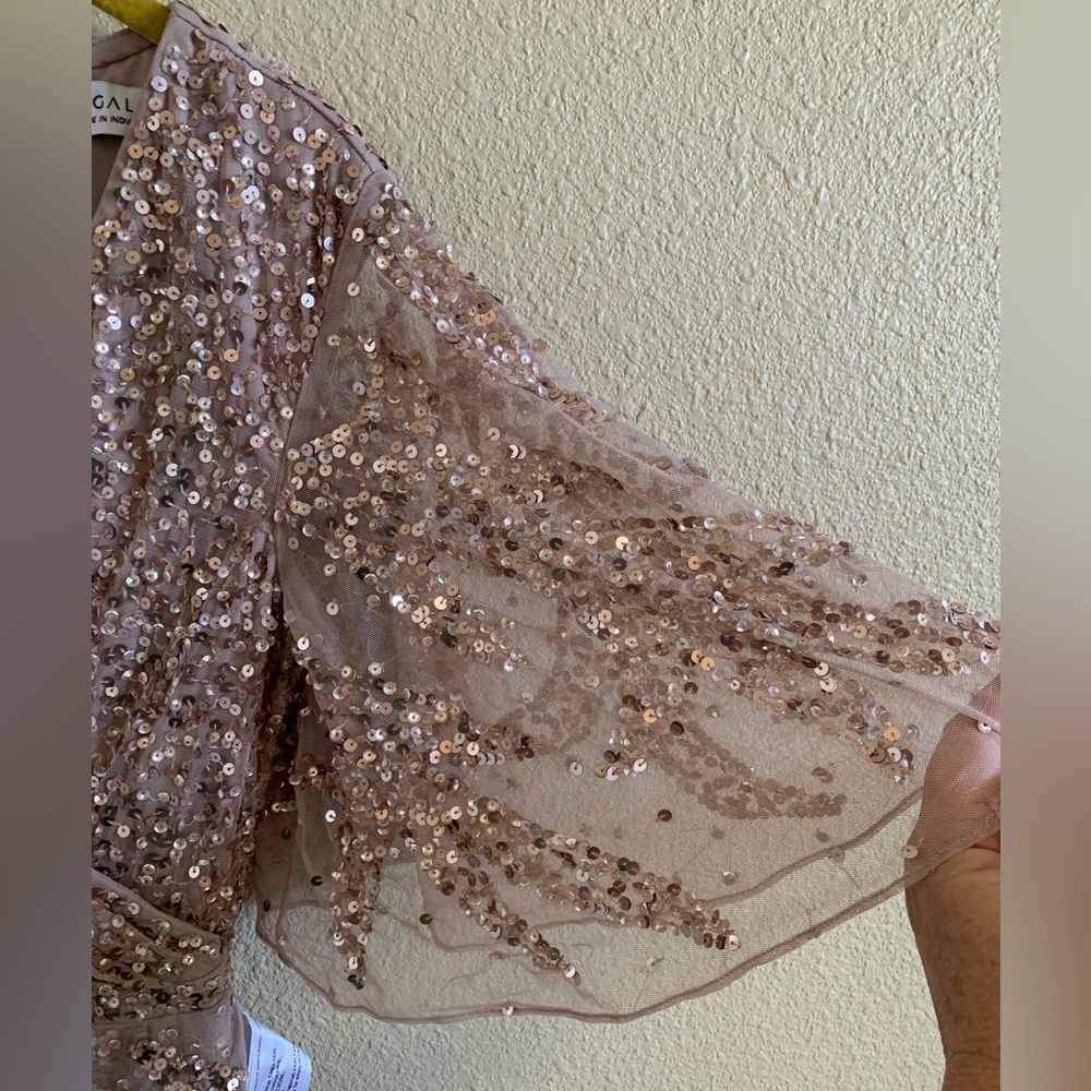 Mac Duggal SEQUINED BUTTERFLY SLEEVE HIGH LOW GOWN 93681 NWT (4)๐ด - Picture 10 of 13